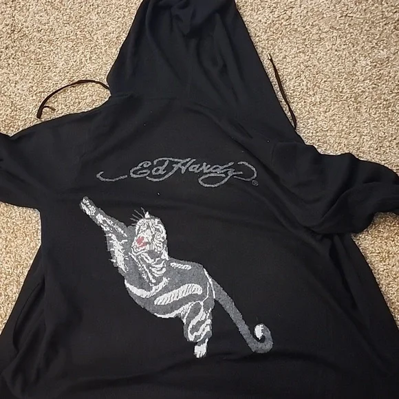 Ed Hardy Black Hoodie 2xl zip up - Picture 4 of 5